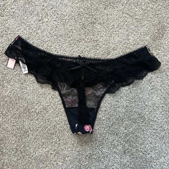 Victoria's Secret Black Floral Lace Panties - Picture 2 of 3